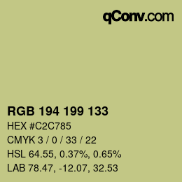 カラーコード: RGB 194 199 133 | qconv.com