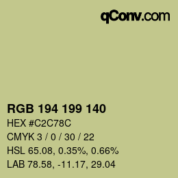 カラーコード: RGB 194 199 140 | qconv.com