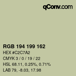 Color code: RGB 194 199 162 | qconv.com