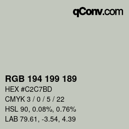 颜色代码: RGB 194 199 189 | qconv.com