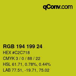 カラーコード: RGB 194 199 24 | qconv.com