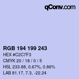 Color code: RGB 194 199 243 | qconv.com