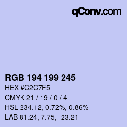 カラーコード: RGB 194 199 245 | qconv.com