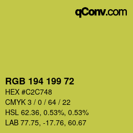 Color code: RGB 194 199 72 | qconv.com