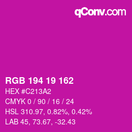 Color code: RGB 194 19 162 | qconv.com