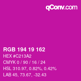 Color code: RGB 194 19 162 | qconv.com