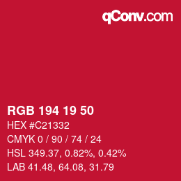 カラーコード: RGB 194 19 50 | qconv.com