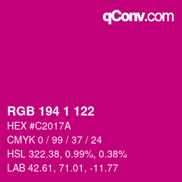 Farbcode: RGB 194 1 122 | qconv.com
