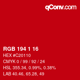 Color code: RGB 194 1 16 | qconv.com