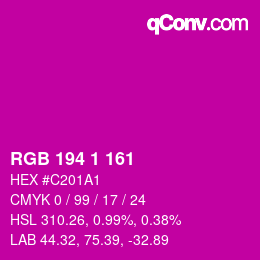 Color code: RGB 194 1 161 | qconv.com