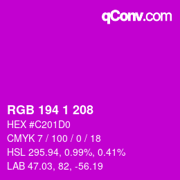 カラーコード: RGB 194 1 208 | qconv.com