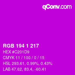 Color code: RGB 194 1 217 | qconv.com