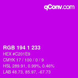 Color code: RGB 194 1 233 | qconv.com