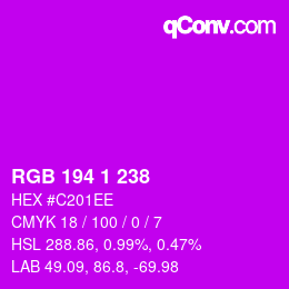 カラーコード: RGB 194 1 238 | qconv.com