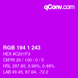 カラーコード: RGB 194 1 243 | qconv.com
