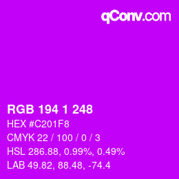 Color code: RGB 194 1 248 | qconv.com