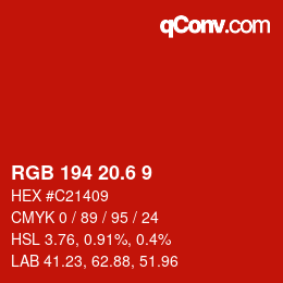 カラーコード: RGB 194 20.6 9 | qconv.com