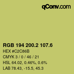 カラーコード: RGB 194 200.2 107.6 | qconv.com