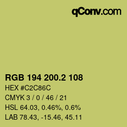 カラーコード: RGB 194 200.2 108 | qconv.com