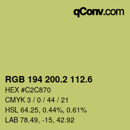 カラーコード: RGB 194 200.2 112.6 | qconv.com