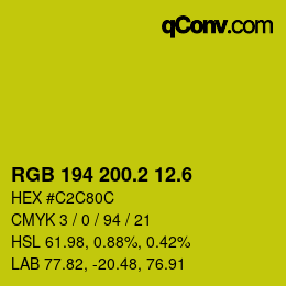 カラーコード: RGB 194 200.2 12.6 | qconv.com