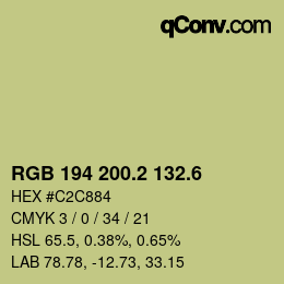 カラーコード: RGB 194 200.2 132.6 | qconv.com