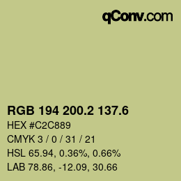 カラーコード: RGB 194 200.2 137.6 | qconv.com