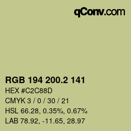 Color code: RGB 194 200.2 141 | qconv.com