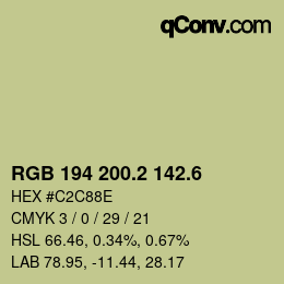 カラーコード: RGB 194 200.2 142.6 | qconv.com