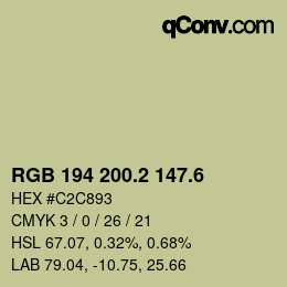 カラーコード: RGB 194 200.2 147.6 | qconv.com