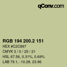 カラーコード: RGB 194 200.2 151 | qconv.com