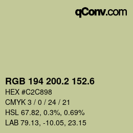 カラーコード: RGB 194 200.2 152.6 | qconv.com