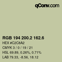 カラーコード: RGB 194 200.2 162.6 | qconv.com