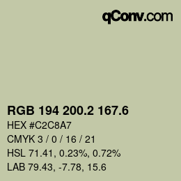 カラーコード: RGB 194 200.2 167.6 | qconv.com