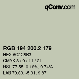 カラーコード: RGB 194 200.2 179 | qconv.com