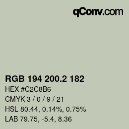 カラーコード: RGB 194 200.2 182 | qconv.com