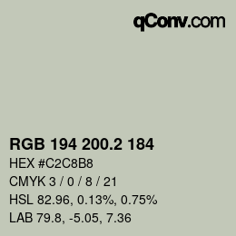 カラーコード: RGB 194 200.2 184 | qconv.com