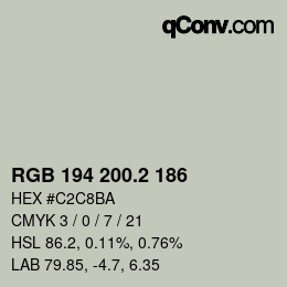 カラーコード: RGB 194 200.2 186 | qconv.com