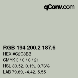 カラーコード: RGB 194 200.2 187.6 | qconv.com