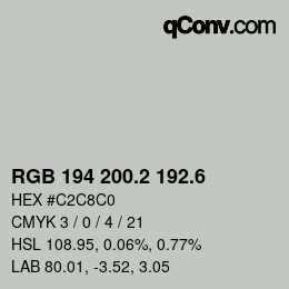 カラーコード: RGB 194 200.2 192.6 | qconv.com