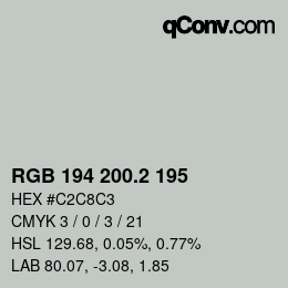 カラーコード: RGB 194 200.2 195 | qconv.com