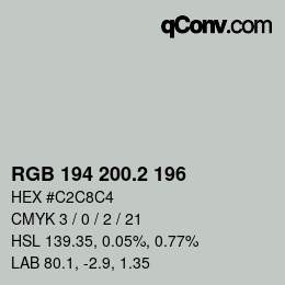 カラーコード: RGB 194 200.2 196 | qconv.com