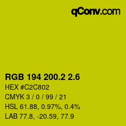 カラーコード: RGB 194 200.2 2.6 | qconv.com