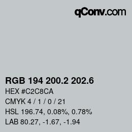 カラーコード: RGB 194 200.2 202.6 | qconv.com
