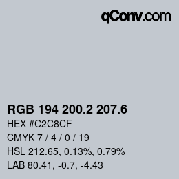 カラーコード: RGB 194 200.2 207.6 | qconv.com