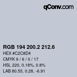 カラーコード: RGB 194 200.2 212.6 | qconv.com