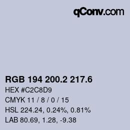 カラーコード: RGB 194 200.2 217.6 | qconv.com