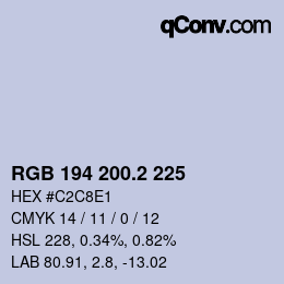 カラーコード: RGB 194 200.2 225 | qconv.com
