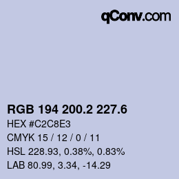 カラーコード: RGB 194 200.2 227.6 | qconv.com