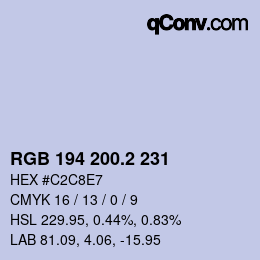 カラーコード: RGB 194 200.2 231 | qconv.com